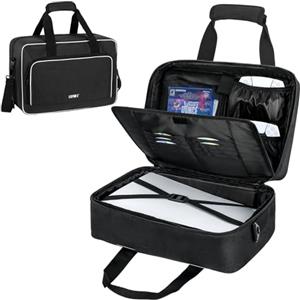 IVODEELA Borsa PS5/PS5 Pro,Custodia PS5,Custodia da Viaggio per Trasporto Console Compatibile con Playstation 5/PS5 Digital Edition,Borsa Protettiva per Controller PS5,Dischi di Gioco e Accessori,Nero