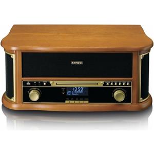 Lenco TCD-2571 Giradischi Bluetooth con Altoparlante Radio DAB Lettore CD in Legno