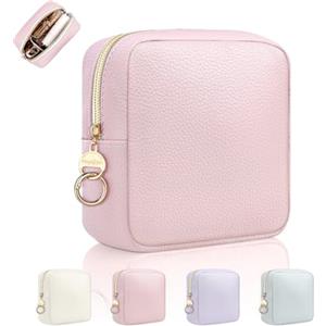 Playexen Portatrucchi Pochette Trucchi Donna Piccola Trousse da Borsetta Ragazza in PU Beauty Case da Viaggio per Cosmetica Organizer Piccolo Astuccio Trucco Portatile per Amica Compleanno(litchi-Rosa)