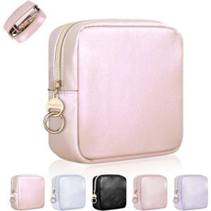 Playexen Portatrucchi Trousse Trucchi Donna Piccolo Pochette da Borsetta Ragazza in Pelle PU Beauty Case da Viaggio per Cosmetica Organizer Piccolo Astuccio Trucco Portatile per Amica Compleanno(Wurore Nero)