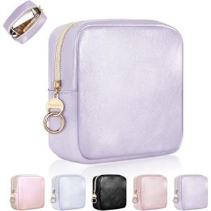 Playexen Portatrucchi Trousse Trucchi Donna Piccolo Pochette da Borsetta Ragazza in Pelle PU Beauty Case da Viaggio per Cosmetica Organizer Piccolo Astuccio Trucco Portatile per Amica Compleanno(lucido-Viola)
