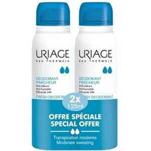URIAGE. Confezione deodorante spray 2 x 125 ml. Due gocce.