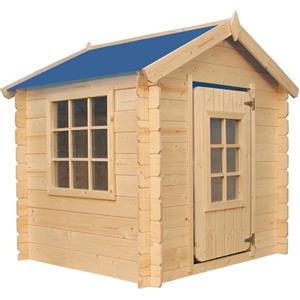 TIMBELA Casetta per Bambini - da Giardino - in Legno L111xL113xA121cm/0,9 m2 - da gioco da esterno - Timbela M570M-1 (tetto blu)