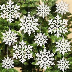 kockuu 36pcs Natale bianco fiocco di neve ornamenti plastica glitter fiocchi di neve ornamenti per albero di Natale inverno decorazioni dimensioni varia artigianato fiocchi di neve