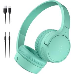 Belkin SoundForm - Mini cuffie wireless per bambini, con microfono integrato, 30 ore di riproduzione e divertenti adesivi, cuffie over-ear per apprendimento online, scuola, viaggi, iPhone, iPad,
