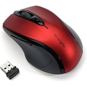 Kensington K72422WW Mouse Pro Fit wireless, Mouse ottico di medie dimensioni, 5 pulsanti e design ergonomico per destrorsi, Connessione Plug & Play, Compatibile con Windows e macOS, Rosso