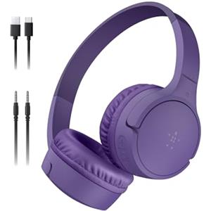 Belkin SoundForm - Mini cuffie wireless per bambini, con microfono integrato, 30 ore di riproduzione e divertenti adesivi, cuffie over-ear per apprendimento online, scuola, viaggi, iPhone, iPad,
