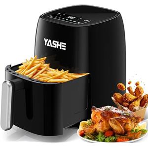 YASHE 1500W Friggitrice ad Aria 4,2L con Touch Screen LED in Vetro Temperato, 6 Programmi, Temperatura e Timer Regolabili, Cestello Antiaderente Lavabile in Lavastoviglie, Cottura Sana Senza Olio