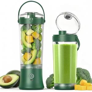 TopEsct Frullatore portatile per frullati e smoothie,TOPESCT mini frullatore personale da 500 ml,ricaricabile tramite USB con 6 lame ultra affilate per viaggi,ufficio e sport(Verde nerastro)