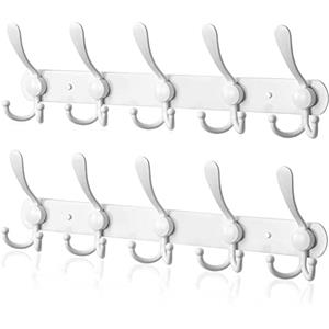 LYLIN Appendiabiti da Parete, Ganci Appendiabiti Attaccapanni da Muro in Acciaio Inox, Cappotto Asciugamano Gancio per Giacche, Cappotti, Cappelli, Sciarpe (Bianco,15 Ganci,2Pcs)