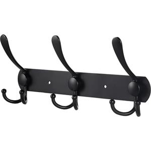 LYLIN Appendiabiti da Parete, Ganci Appendiabiti Attaccapanni da Muro in Acciaio Inox, Cappotto Asciugamano Gancio per Giacche, Cappotti, Cappelli, Sciarpe (Nero Opaco,9 Ganci,1Pcs)