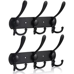 LYLIN Appendiabiti da Parete, Ganci Appendiabiti Attaccapanni da Muro in Acciaio Inox, Cappotto Asciugamano Gancio per Giacche, Cappotti, Cappelli, Sciarpe (Nero Opaco,9 Ganci,2Pcs)