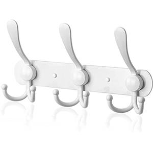 LYLIN Appendiabiti da Parete, Ganci Appendiabiti Attaccapanni da Muro in Acciaio Inox, Cappotto Asciugamano Gancio per Giacche, Cappotti, Cappelli, Sciarpe (Bianco,9 Ganci,1Pcs)