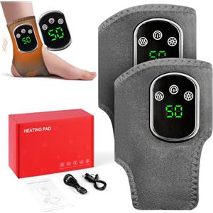 Vicloon Massaggiatore Piedi Elettrico, 2PC Massaggiatori per Piedi per Dolore e Circolazione, Massaggiatore per Caviglie Senza fili con 3 livelli di Vibrazione, 5 Impostazioni di Calore e Display LCD