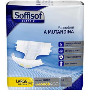 SOFFISOF Pannolino a Mutandina Classic Extra Taglia L 15 Pezzi - Assorbenza per Incontinenza Moderata a Grave