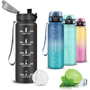 Mujigaga Borraccia, 500ml Borraccia Bambini, Senza Perdite, Borraccie per Bere di Piu, Facile da Pulire, Borracce Motivazionale, con Scala Temporale, Borracce per Scuole, Campeggio, Ufficio