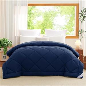 WAVVE Piumino Letto Matrimoniale 4 Stagioni 220x240 - Piumone Autunnale Invernale 220 x 240 cm - Coperta Trapunta 240x220 di Microfibra Sintetico, Blu Navy