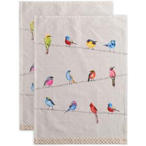 Maison d' Hermine Birdies On Wire - Set di 2 Asciugamani da Cucina in 100% Cotone, 50 x 70 cm