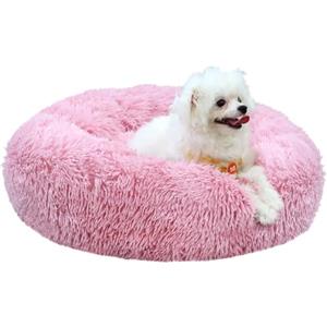 MDDK DY Cuscino per cani, Cuccia Cane interno Morbida Rotonda, Anti-ansia e soffice cuccia gatto, Base Antiscivolo e Lavabile, 50 cm Rosa