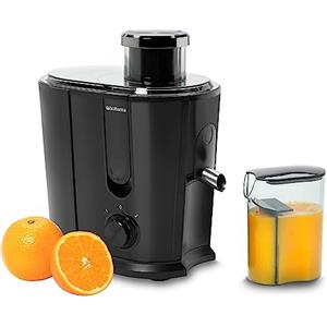 Brabantia Estrattore di Succo Brabantia, 500 Watt, Contenitore Polpa 1 L, Brocca Succo 0,35 L, 2 Velocità, Frullatore Potente, Elettrico, Verdure e Frutta, Acciaio Inox, Nero, BBEK1123BK