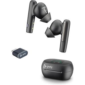 Poly Voyager Free 60 - Auricolari Bluetooth 5.3 con Cancellazione del Rumore, Autonomia 24 Ore, Compatibili con Windows e macOS, Nero