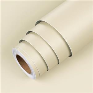 LACHEERY Carta da Parati Beige Tinta Unita Moderna Camera da Letto 40cm x 200cm Carta da Parati Adesiva Muro Beige Vinile Crema Pellicola Adesiva per Muro Lavabile Cucina per Bagno Armadio Ufficio