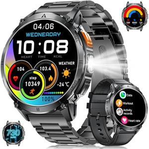 BENYAR SMART Orologio Smartwatch Uomo Militare con Luce a LED, Display AMOLED 1,62 Pollici, Smart watch con Funzione Telefono, Batteria 730 mAh, Frequenza Cardiaca/Monitor del Sonno, 119 Modalità Fitness Tracker