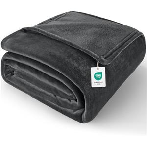 Cinkee Coperta in Pile 200x230 cm,Certificata Oeko-TEX,Antipilling,Coperta Calda per Divano,Letto Singolo e Matrimoniale,Accogliente e Spessa per Tutte le Stagioni,Grigio Scuro