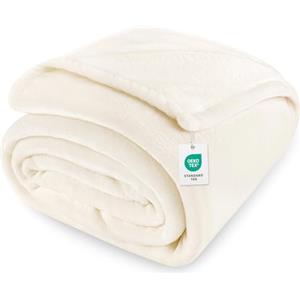 Cinkee Coperta in Pile 200x230 cm,Certificata Oeko-TEX,Antipilling,Coperta Calda per Divano,Letto Singolo e Matrimoniale,Accogliente e Spessa per Tutte le Stagioni,Bianco Avorio