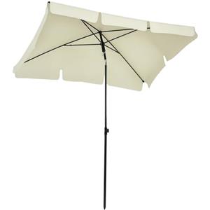 Outsunny Ombrellone da Giardino 2x1.3m Inclinabile con Bordi Arruffati, Ombrellone da Esterno con 4 Stecche in Alluminio e Poliestere 160g/㎡, per Cortile, Terrazza e Balcone, Crema