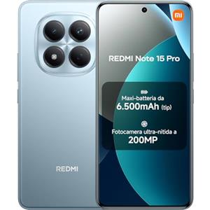 XIAOMI Redmi Note 15 Pro, Smartphone 8+256GB, Batteria massiccia da 6500 mAh, Fotocamera 200 MP, Resistenza IP65, Display AMOLED FHD+ da 6,77", Blu Ghiacciaio, Garanzia 2 anni, Caricatore non incluso
