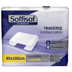 Soffisof Classic Ultra - Traversina Rimboccabile per Incontinenza 80x180 cm, 15 Pezzi, Super Assorbenza