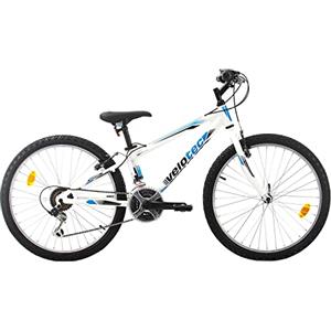 Multibrand Distribution Probike Tempo 24 pollici, mountain bike, telaio in alluminio, 18 marce, adatto per ragazzi, ragazze a partire da 130 cm a 155 cm (bianco blu, 279)