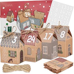 LIVAIA Calendario dell'Avvento 2025 da Riempire - Calendario Fai da Te con Scatoline Regalo e Adesivi Festivi - Perfetto per Regali di Natale e Personalizzazione - 6 x 6 cm