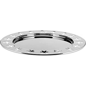 Alessi Girotondo Vassoio Rotondo 40 cm in Acciaio Inox con Bordo Traforato e Motivo Omini dei King-Kong