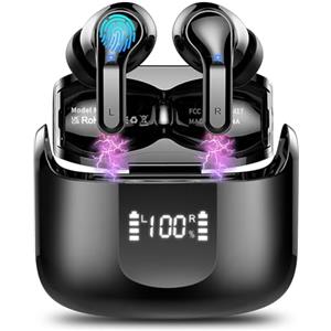 Ordtop Cuffie Bluetooth, 2026 Auricolari Bluetooth 5.4 con 4 HD ENC Cancellazione Rumore Mics, 40 Ore HiFi Stereo Cuffiette Bluetooth con LED Display, IP7 Impermeabili Cuffie Wireless per Android/iOS