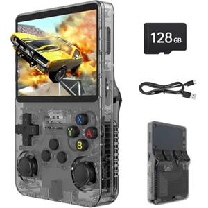 YunLone R36S Console di gioco portatile retrò, 128 GB precaricati per videogiochi, supporta oltre 30 simulatori, console emulatore di gioco portatile alimentata da Linux, con schermo HD IPS da 3.5 pollici