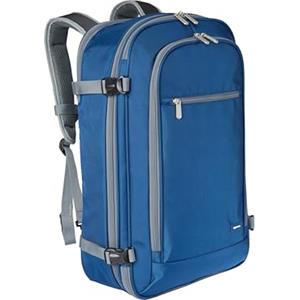 Amazon Basics Zaino da Viaggio 40L, Bagaglio a Mano da Cabina (51x38x20cm), Spallacci Imbottiti, Scomparto Laptop 17", Tasche Organizzate - Blu Navy