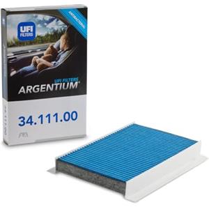 UFI Filters, Filtro Abitacolo ARGENTIUM 34.111.00, Filtro Abitacolo per Ricambio, Adatto a Auto, Applicabile su Diversi Modelli Citroen, DS Automobiles e Peugeot