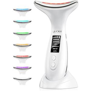yuaei Massaggiatore Elettrico Viso Antirughe Lifting: Face Massager con 6 Modalità 7 Colori LED EMS Microcorrente Massaggio - Dispositivo Bellezza 45 ℃ Terapia Della Luce Per Rassodante Facial Collo e Mento