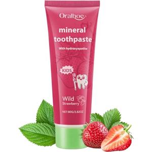 OFFCUP Dentifricio Bambini, 80g Dentifricio Alla Fragola, Senza Fluoro Toothpaste, Sbiancante Delicato,Adatto a Denti Sensibili E Bambini