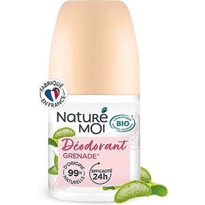 Naturé Moi - Deodorante roll-on - Efficacia 24 ore - Deodorante donna con Aloe Vera Bio e Magnesio - Fragranza melograno - 99% di origine naturale - 50 ml - Made in France