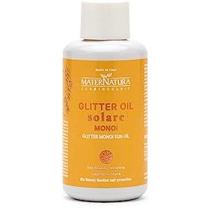 Maternatura, Glitter Oil Solare Monoi per Capelli e Corpo, Idrata e Accelera l'Abbronzatura, Effetto Anticrespo e Illuminante, Beauty Routine Capelli al Mare, Made in Italy, CGM - 100 ml