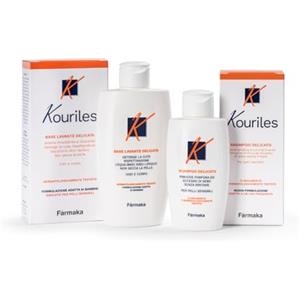 Kouriles Shampoo Delicato Sollievo per Pelle Sensibile Soggetta a Dermatite Irritazioni Cuoio Capelluto 100 ml e Base Lavante per Pelle Sensibile Detergente Delicato anche per Bambini 200 ml