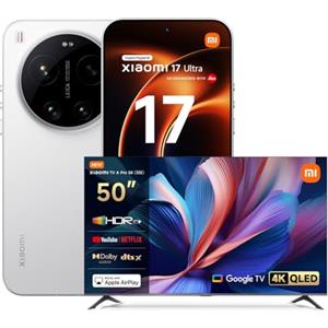 XIAOMI 17 Ultra, Smartphone 16+512GB, Teleobiettivo Lenti Leica APO 200MP 75-100mm, Tecnologia LOFIC HDR, HyperAI, White, Garanzia 2 anni+1 anno extra, Caricatore non incluso+TV A Pro QLED 50"