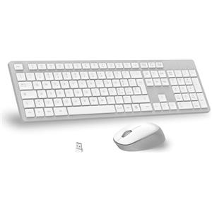 LeadsaiL Kit Tastiera e Mouse Wireless con Tastierino Numerico, Layout Italiano QWERTY, 2,4 GHz USB, Silenzioso, Compatibile con PC, Desktop, Laptop, Computer per Windows, HP, Lenovo, Bianco e Grigio