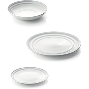 Guzzini - Gocce, EVERYDAY, Set 6 Posti Tavola in Porcellana - Bianco, (Dinner plate) Ø27,8 cm; (Soup plate) Ø20,3 cm; (Fruit plate) Ø19,7 cm - 29970011