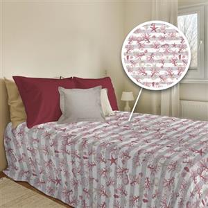 PENSIERI DELICATI Copriletto 220 x 280 cm, tessuto singolo 100% cotone Pique, ideale come asciugamano decorativo, coperta per salvare letti da 1 piazza e mezza, motivo marino a righe rosse, 100%