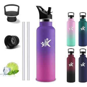 Grsta Borraccia Termica- Borraccia 500 ml- Borracia con Cannuccia- Senza Perdite- Bottiglia Termica- Isolato Sottovuoto- Borracce Bambini, Borracce Termiche per Campeggio, Caffè, Viaggio, Palestra