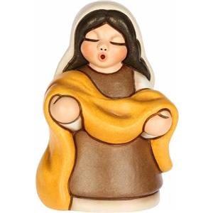 THUN, Venditrice di Stoffe Marrone in Ceramica di Alta Qualità, Collezione Presepe Classico, Statuine per Presepe di Natale da Collezione, 5,4 x 4,3 x 7,9 cm
